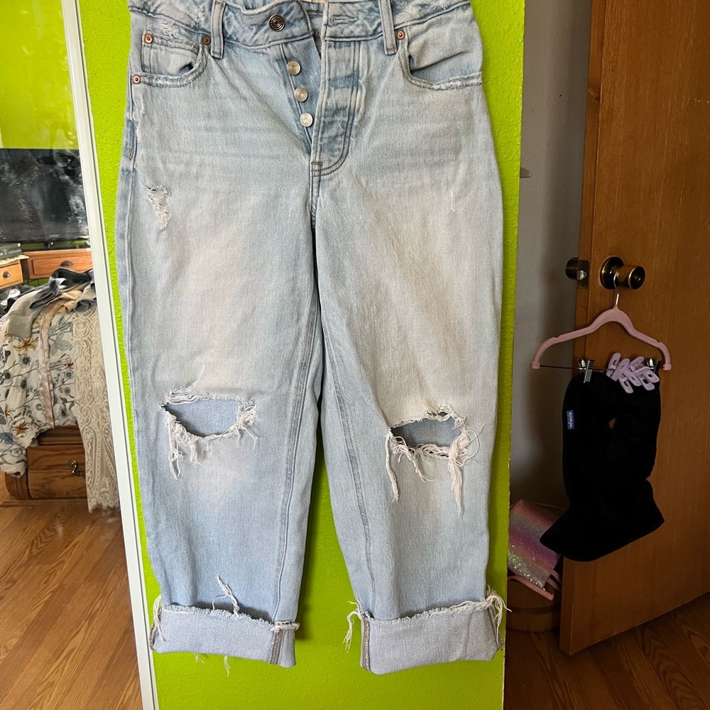 Women's Light Blue Distressed Jeans